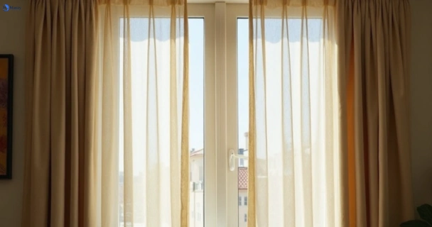 Dull dusty drapes in luscombe before professional cleaning